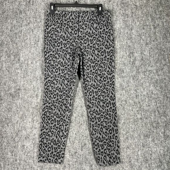 Banana Republic Womens Sloan Pants 2 Gray Cheetah Mid Rise Skinny Office‎ Casual - Picture 1 of 11